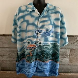 K.A.D. Clothing Co airplane island shirt size Large (I1)